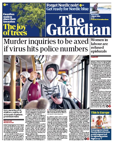 The Guardian Newspaper Front Page for 4 March 2020
