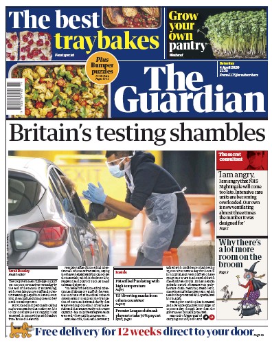 The Guardian Newspaper Front Page for 4 April 2020