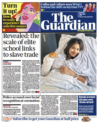 The Guardian (UK) Newspaper Front Page for 4 May 2023