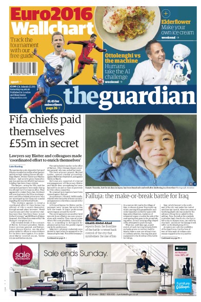 The Guardian Newspaper Front Page for 4 June 2016