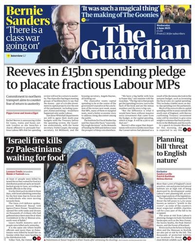 The Guardian (UK) Newspaper Front Page for 4 June 2025
