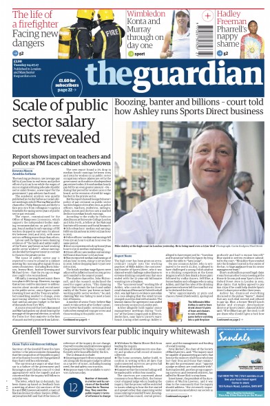 The Guardian Newspaper Front Page for 4 July 2017