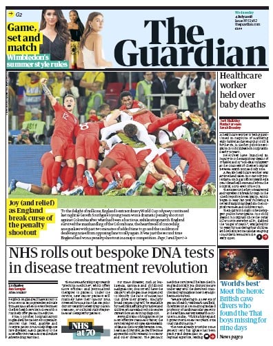 The Guardian Newspaper Front Page for 4 July 2018