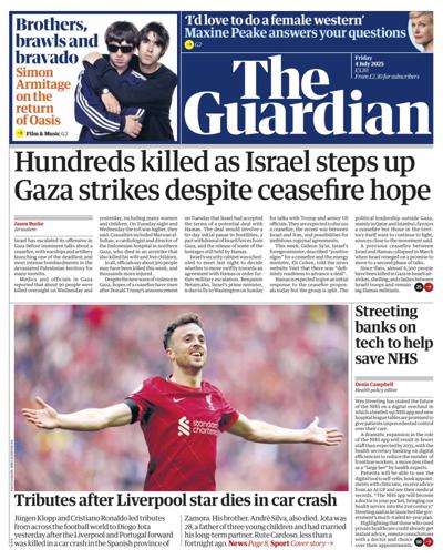 The Guardian (UK) Newspaper Front Page for 4 July 2025