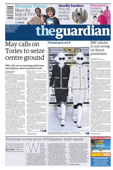 The Guardian (UK) Newspaper Front Page for 5 October 2016