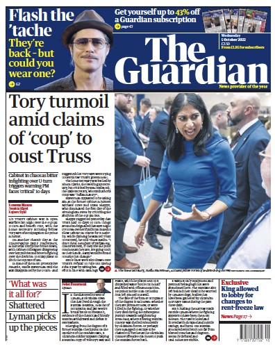 The Guardian Newspaper Front Page for 5 October 2022