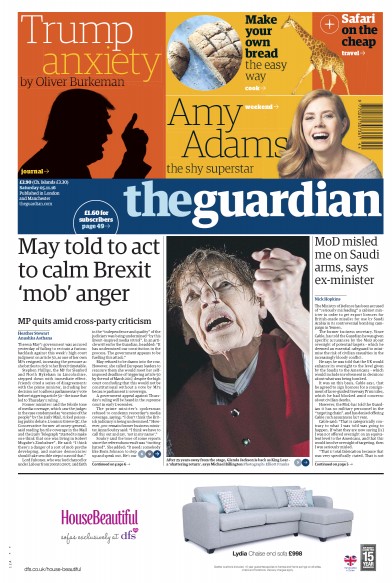 The Guardian (UK) Newspaper Front Page for 5 November 2016