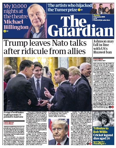 The Guardian (UK) Newspaper Front Page for 5 December 2019