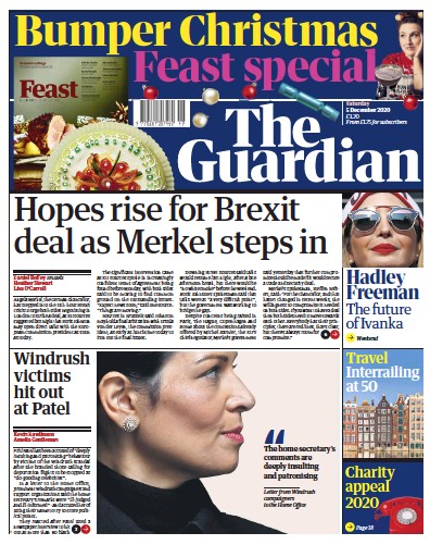 The Guardian Newspaper Front Page for 5 December 2020
