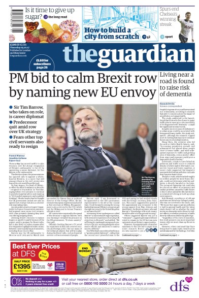 The Guardian Newspaper Front Page for 5 January 2017