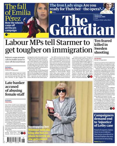 The Guardian (UK) Newspaper Front Page for 5 February 2025