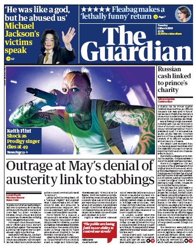 The Guardian Newspaper Front Page for 5 March 2019