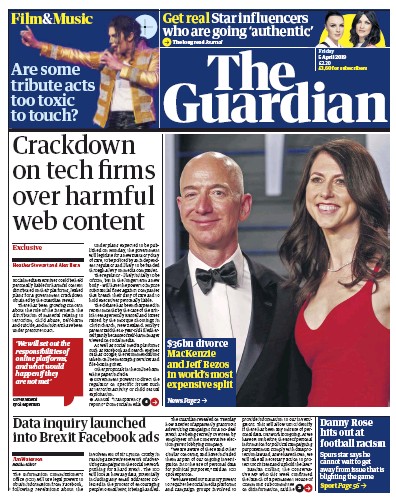 The Guardian Newspaper Front Page for 5 April 2019