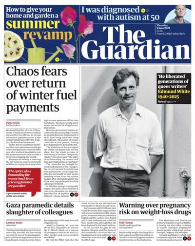 The Guardian (UK) Newspaper Front Page for 5 June 2025