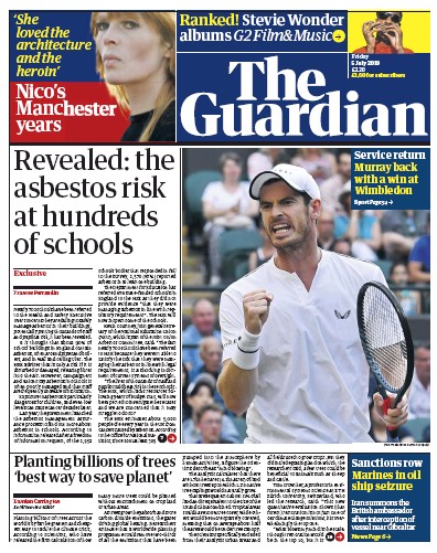 The Guardian (UK) Newspaper Front Page for 5 July 2019
