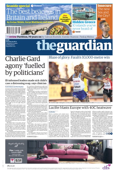 The Guardian Newspaper Front Page for 5 August 2017