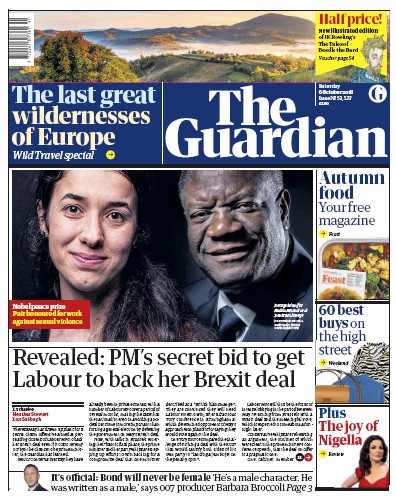The Guardian (UK) Newspaper Front Page for 6 October 2018