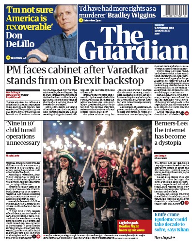 The Guardian Newspaper Front Page for 6 November 2018