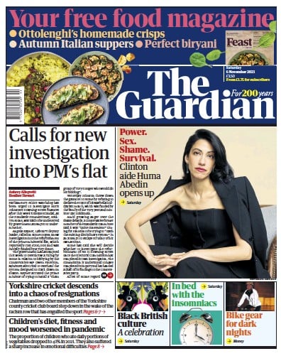 The Guardian (UK) Newspaper Front Page for 6 November 2021