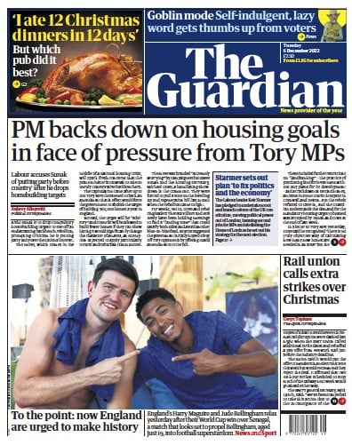 The Guardian (UK) Newspaper Front Page for 6 December 2022