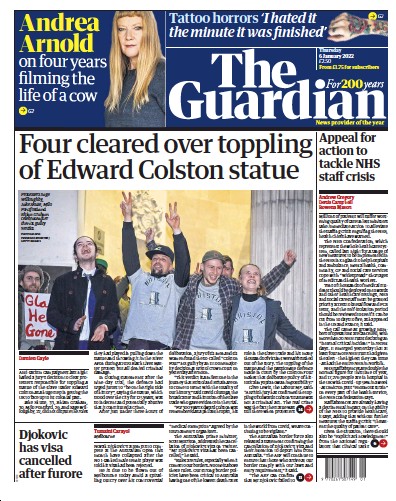 The Guardian (UK) Newspaper Front Page for 6 January 2022