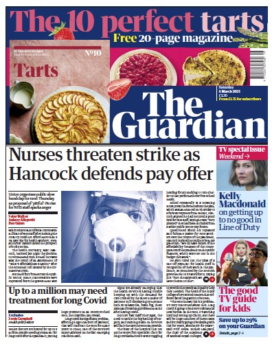 The Guardian (UK) Newspaper Front Page for 6 March 2021