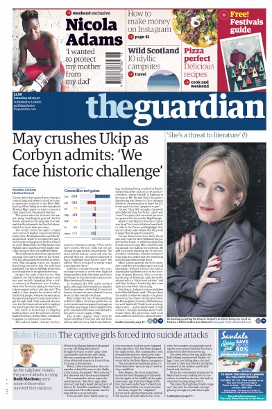 The Guardian Newspaper Front Page for 6 May 2017