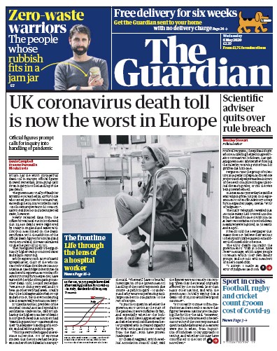 The Guardian (UK) Newspaper Front Page for 6 May 2020