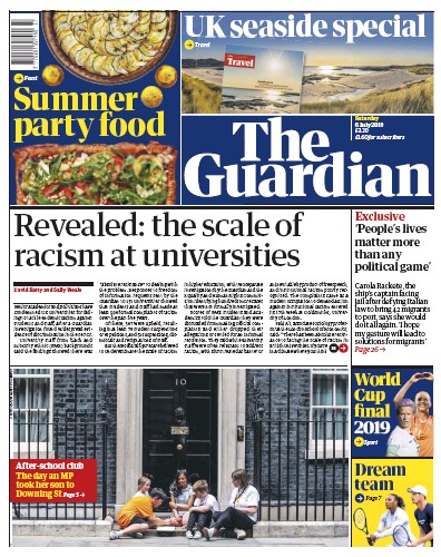 The Guardian Newspaper Front Page for 6 July 2019