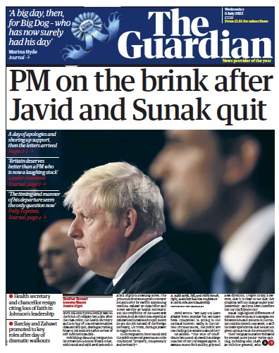 The Guardian (UK) Newspaper Front Page for 6 July 2022