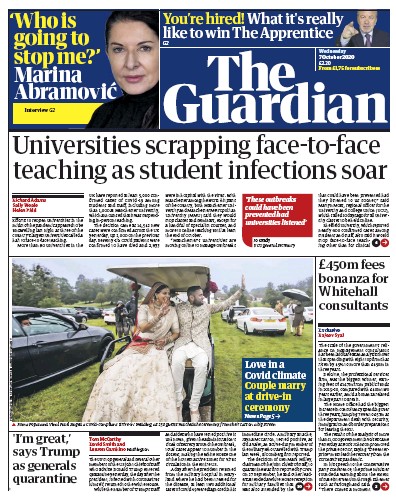 The Guardian Newspaper Front Page for 7 October 2020