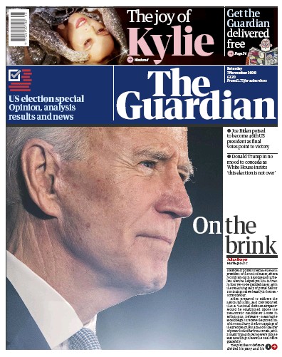 The Guardian Newspaper Front Page for 7 November 2020