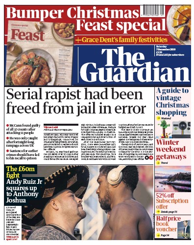 The Guardian Newspaper Front Page for 7 December 2019