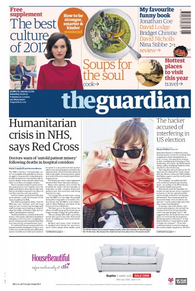 The Guardian (UK) Newspaper Front Page for 7 January 2017