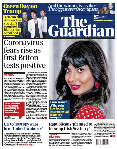 The Guardian (UK) Newspaper Front Page for 7 February 2020
