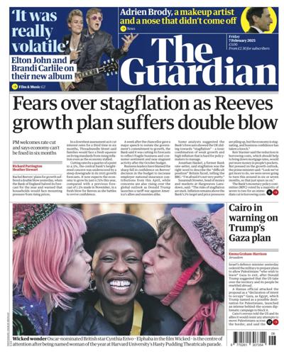 The Guardian (UK) Newspaper Front Page for 7 February 2025