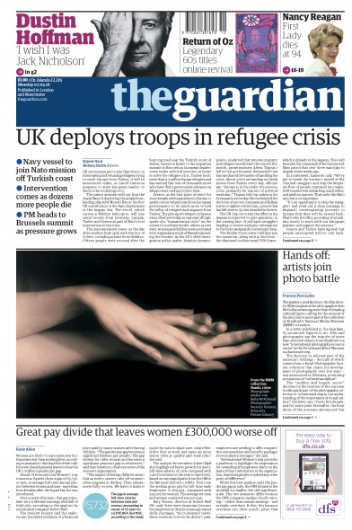 The Guardian Newspaper Front Page for 7 March 2016