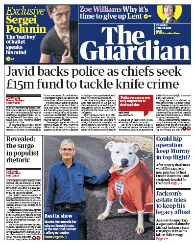The Guardian Newspaper Front Page for 7 March 2019