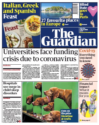 The Guardian Newspaper Front Page for 7 March 2020