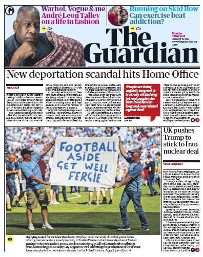 The Guardian Newspaper Front Page for 7 May 2018