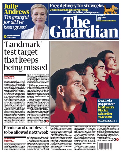 The Guardian Newspaper Front Page for 7 May 2020