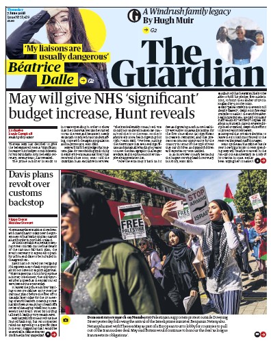 The Guardian Newspaper Front Page for 7 June 2018
