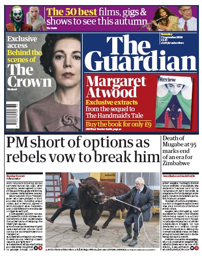 The Guardian Newspaper Front Page for 7 September 2019