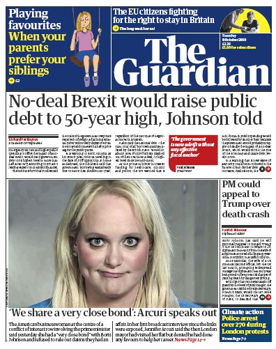 The Guardian Newspaper Front Page for 8 October 2019