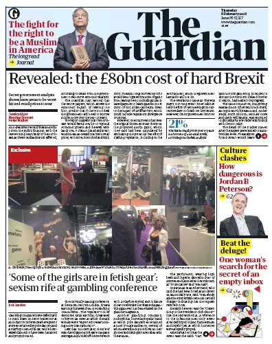 The Guardian Newspaper Front Page for 8 February 2018