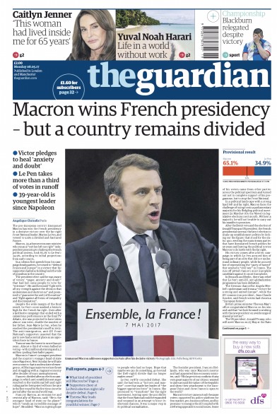 The Guardian Newspaper Front Page for 8 May 2017