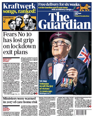 The Guardian (UK) Newspaper Front Page for 8 May 2020