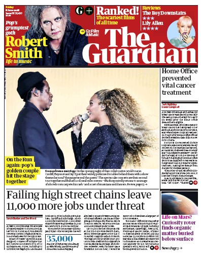 The Guardian Newspaper Front Page for 8 June 2018
