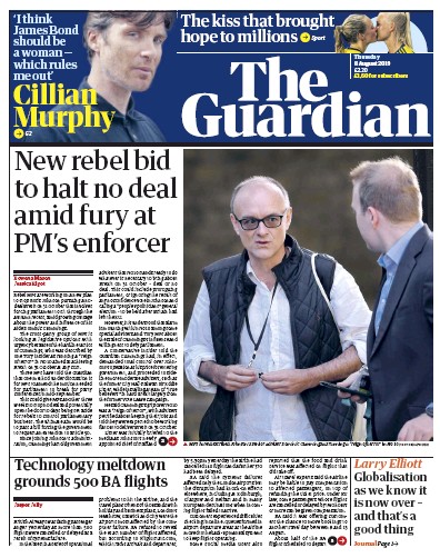 The Guardian (UK) Newspaper Front Page for 8 August 2019