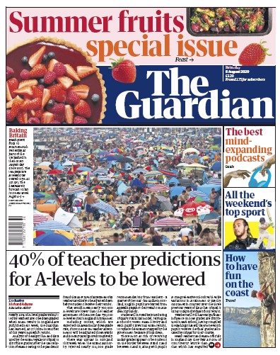 The Guardian (UK) Newspaper Front Page for 8 August 2020